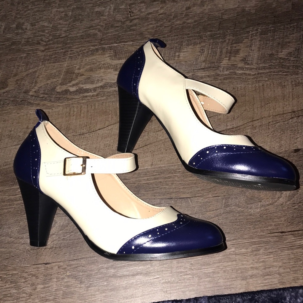 Navy & White Mary Jane Shoes